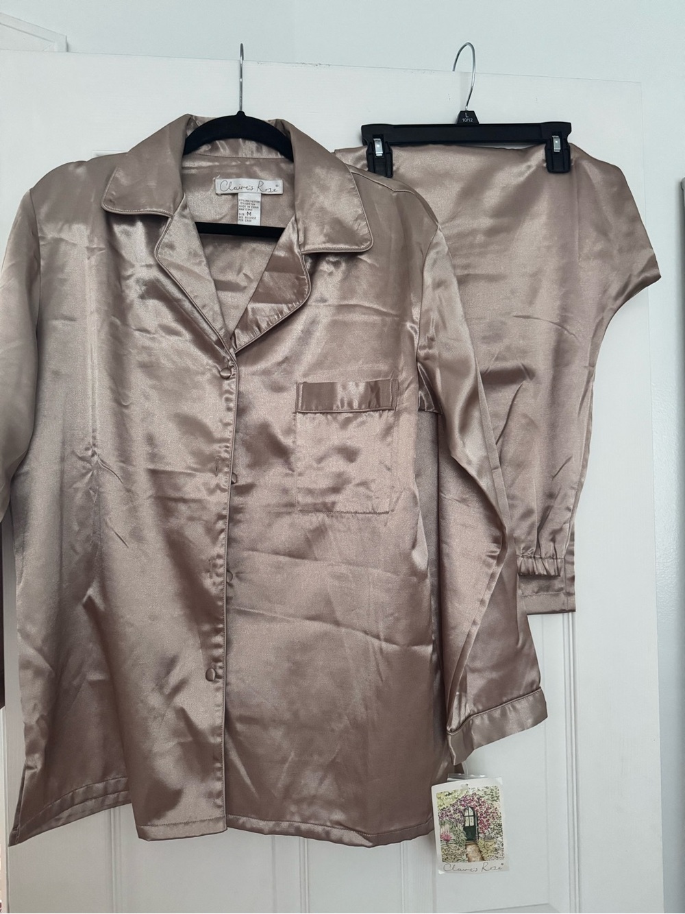 Claire's Rose Satin Pajama Set - SIZE M